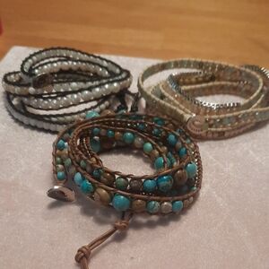Stone wrap bracelets.